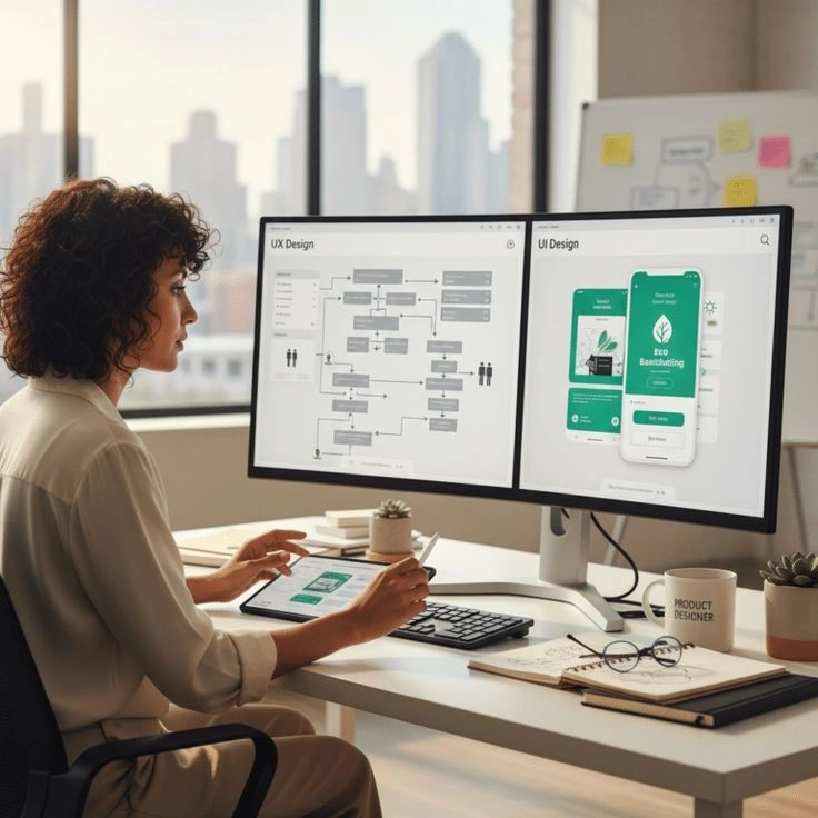 Ícono de diseño UX UI para experiencia de usuario Pantalla con interfaz UX UI que representa experiencia de usuario en web